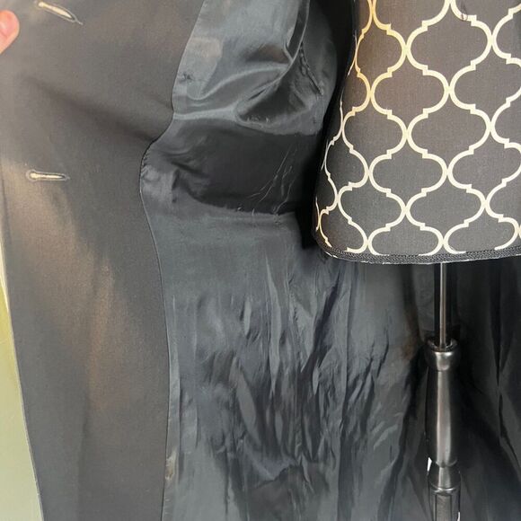 Jonathan Michael Wool VTG Black Double Breasted Made in USA Trench Jacket Sz 10 - Picture 9 of 13